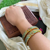Kada Kundan Bangle -Pastel Blue Star-G4861